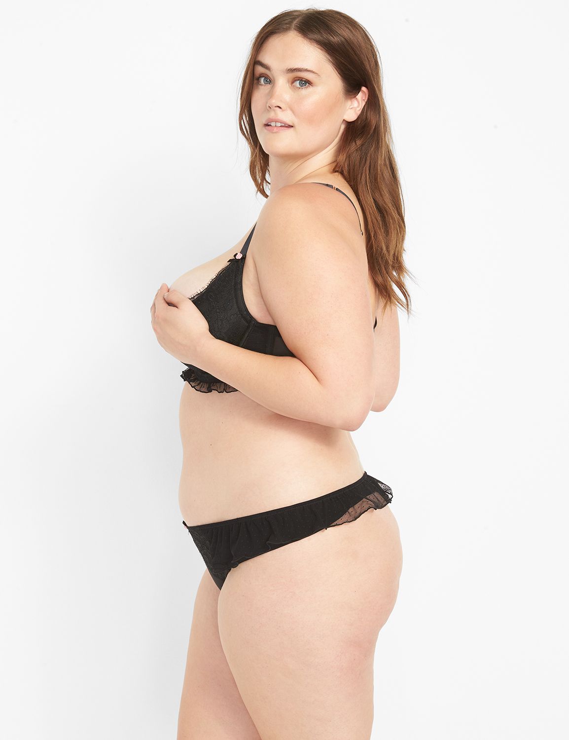 NEW 46D Lane Bryant Cacique Seriously Sexy Quarter Cup Peekaboo