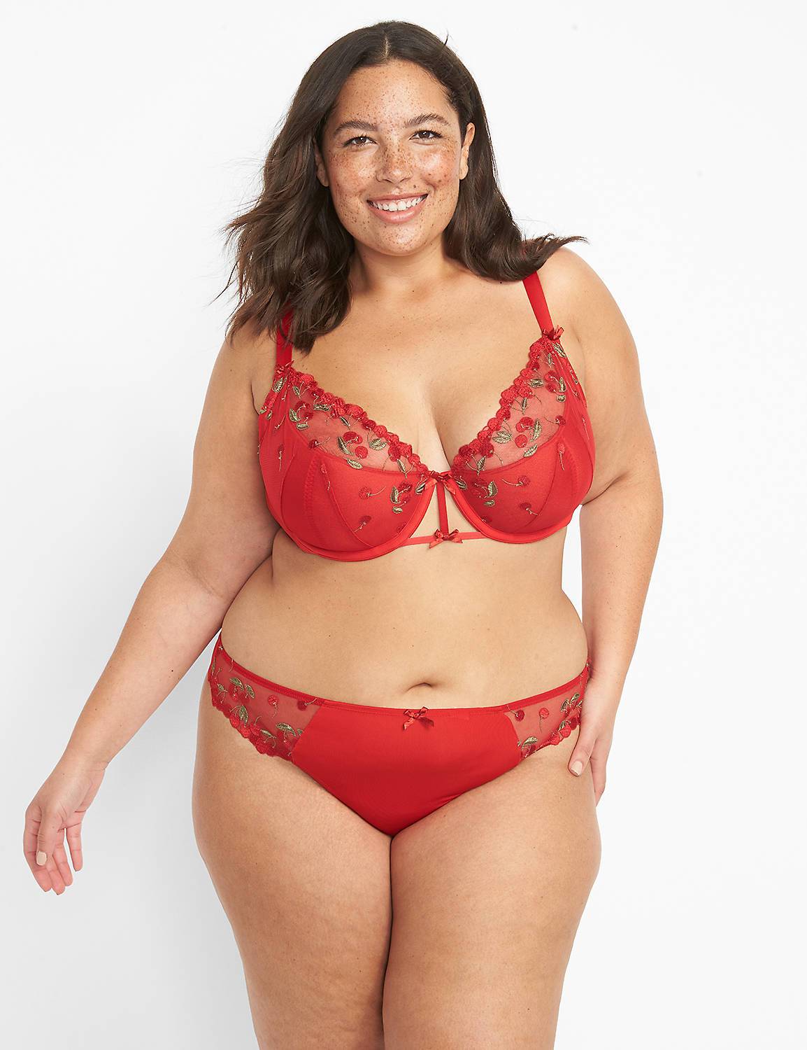 Cherry Embroidery French Balc  1122001:PANTONE Haute Red:42DDD Product Image 1