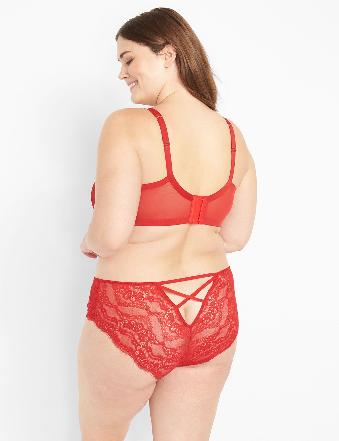 High Neck Heart Lace French Balc 1121997:PANTONE Haute Red:42DDD Product Image 2