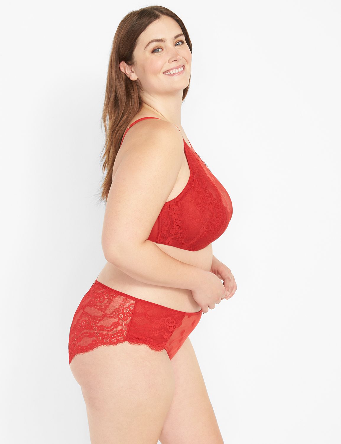 High Neck Heart Lace French Balc 1121997:PANTONE Haute Red:42DDD Product Image 3