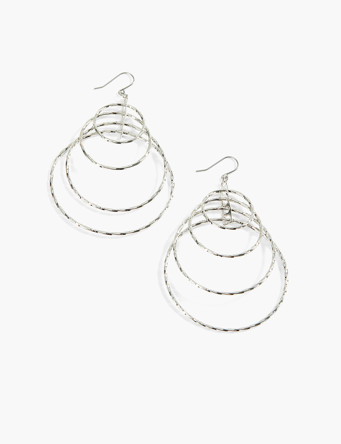 FACETED GRADUATED LAYER HOOP EARRING:Silver:ONESZ Product Image 1