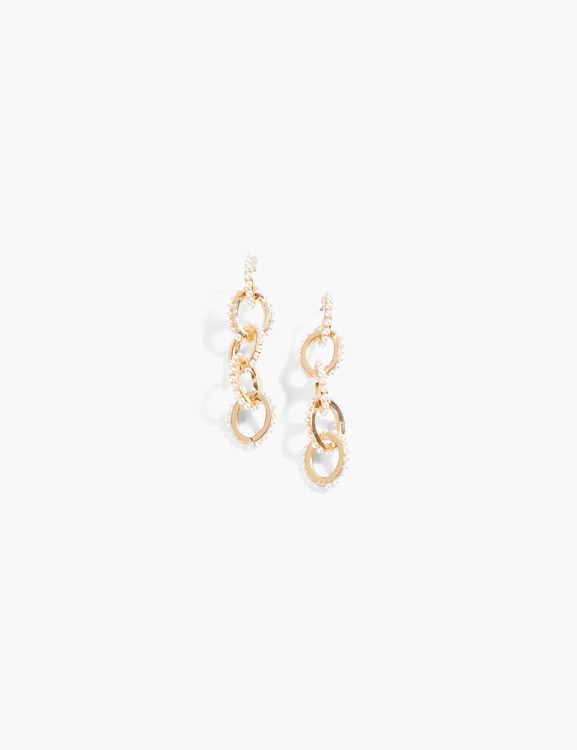 DELICATE PEARL LINK DROP EARRING:PANTONE Vanilla Cream:ONESZ Product Image 1