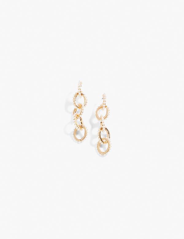 Delicate Pearl Link Drop Earrings