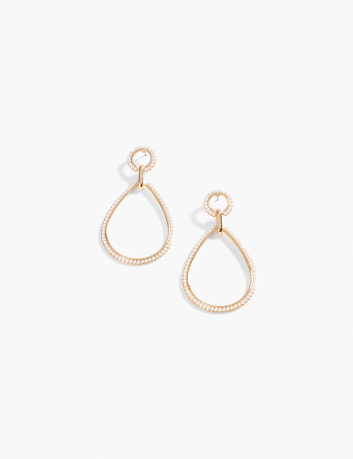 DELICATE PEARL TEARDROP HOOP EARRING:PANTONE Vanilla Cream:ONESZ Product Image 1