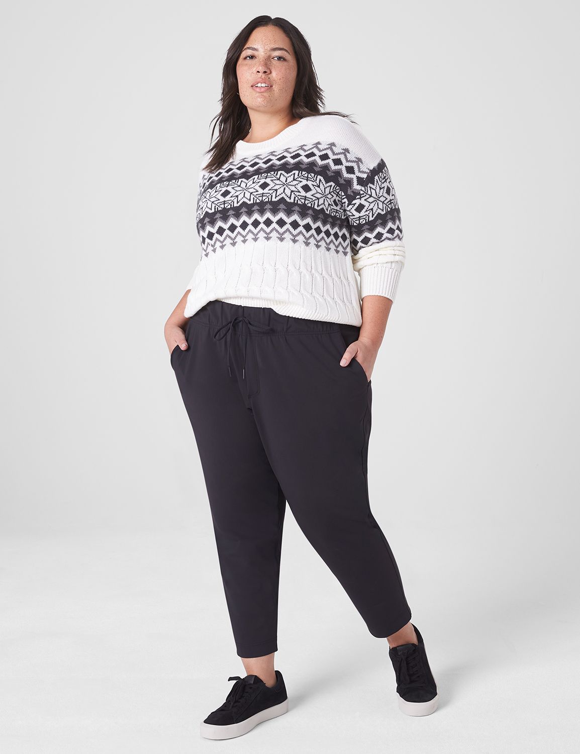 LIVI Mid Rise Knit Ankle Length Tro | LaneBryant