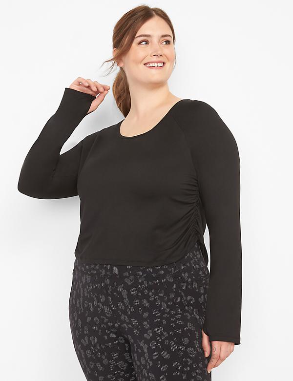 LIVI Wicking Ruched-Side Cropped Top