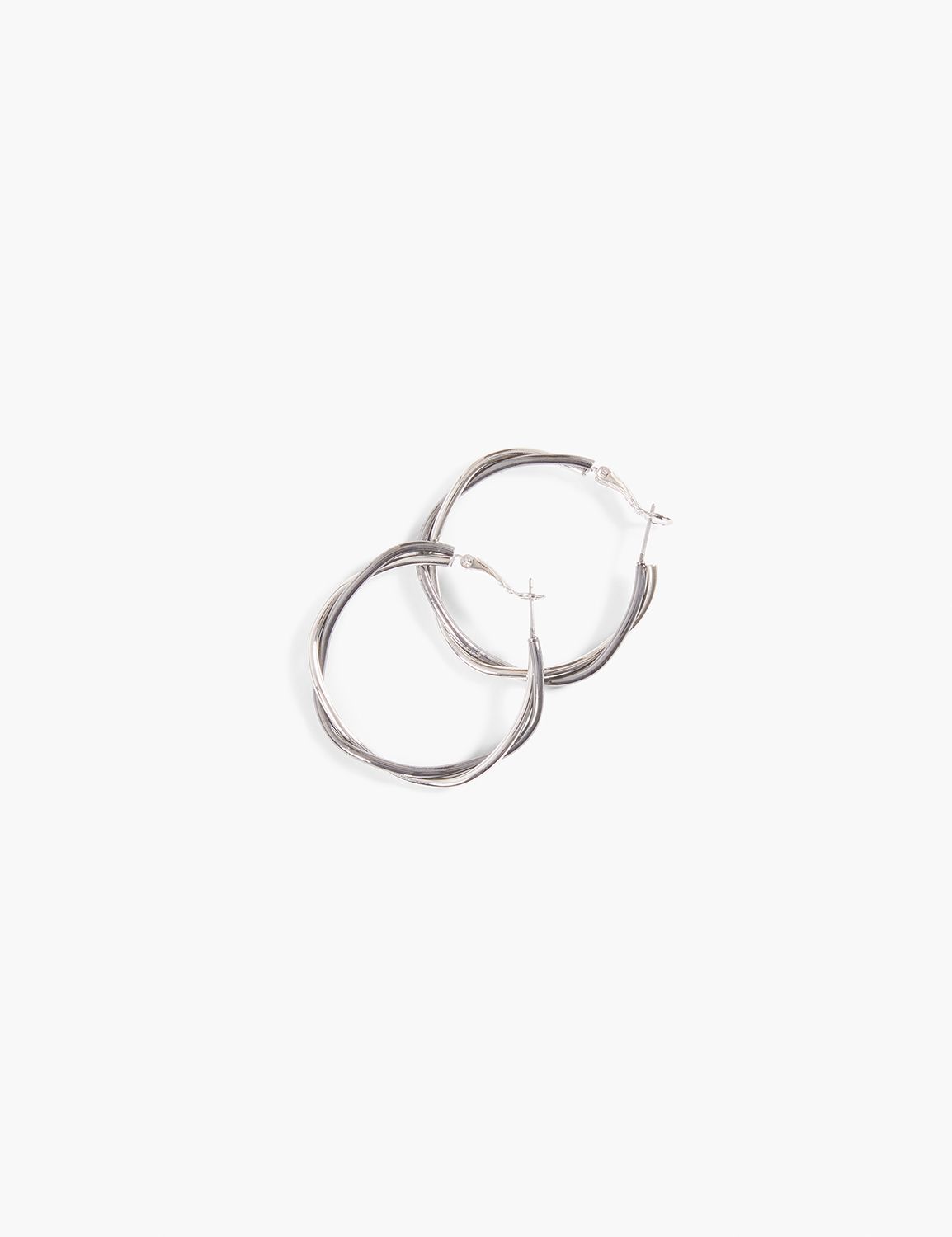 MIXED TWIST HOOP EARRING-SILVER & HEM:Mixed Metal:ONESZ Product Image 1