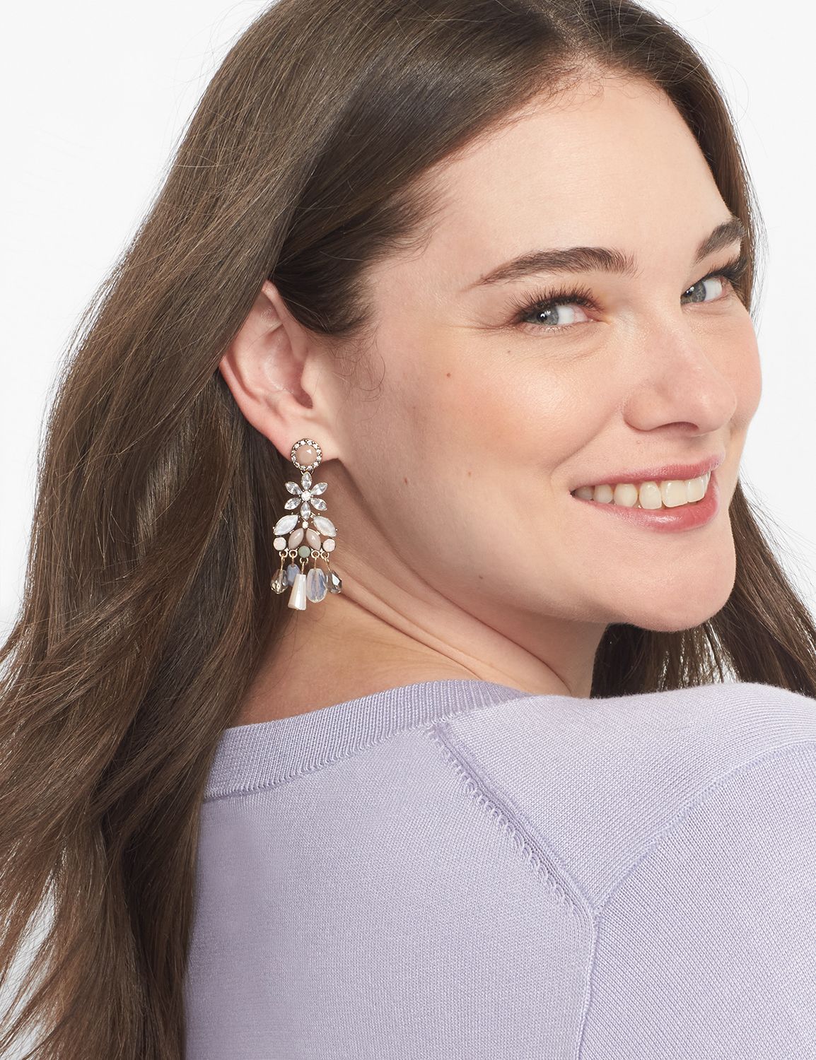 STATEMENT BLUSH CHANDELIER EARRING:PANTONE Pale Mauve:ONESZ Product Image 1
