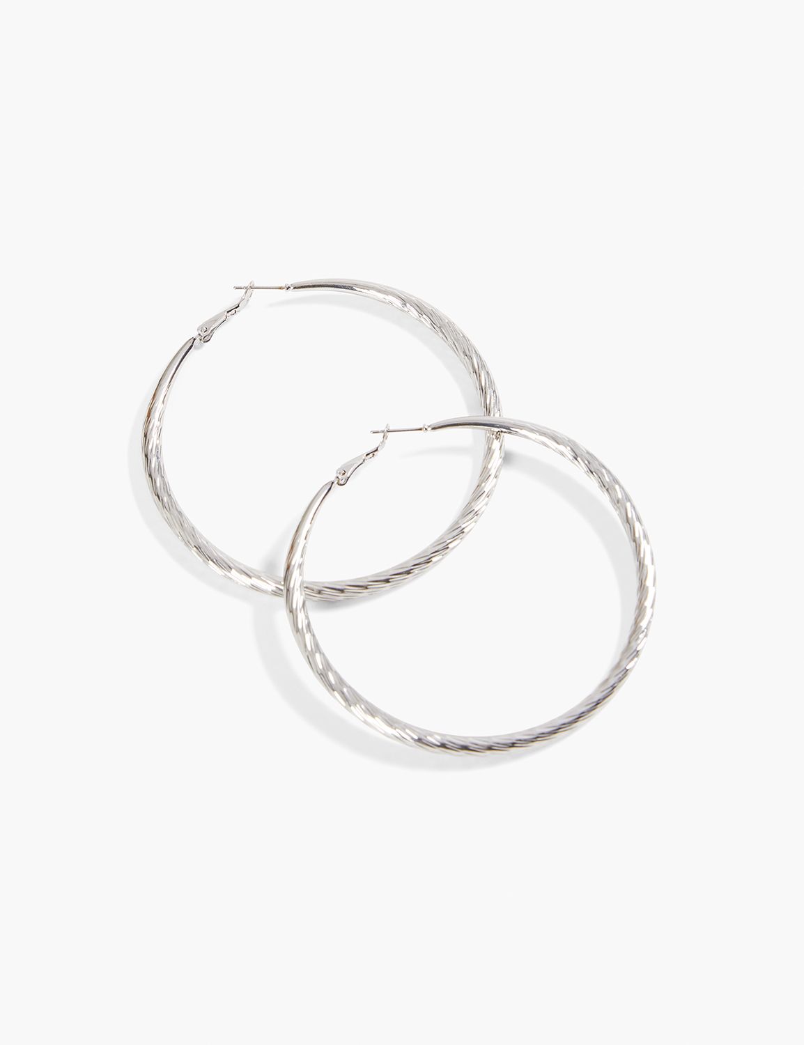 OVERSIZED FACETED HOOP EARRING:Silver:ONESZ Product Image 1
