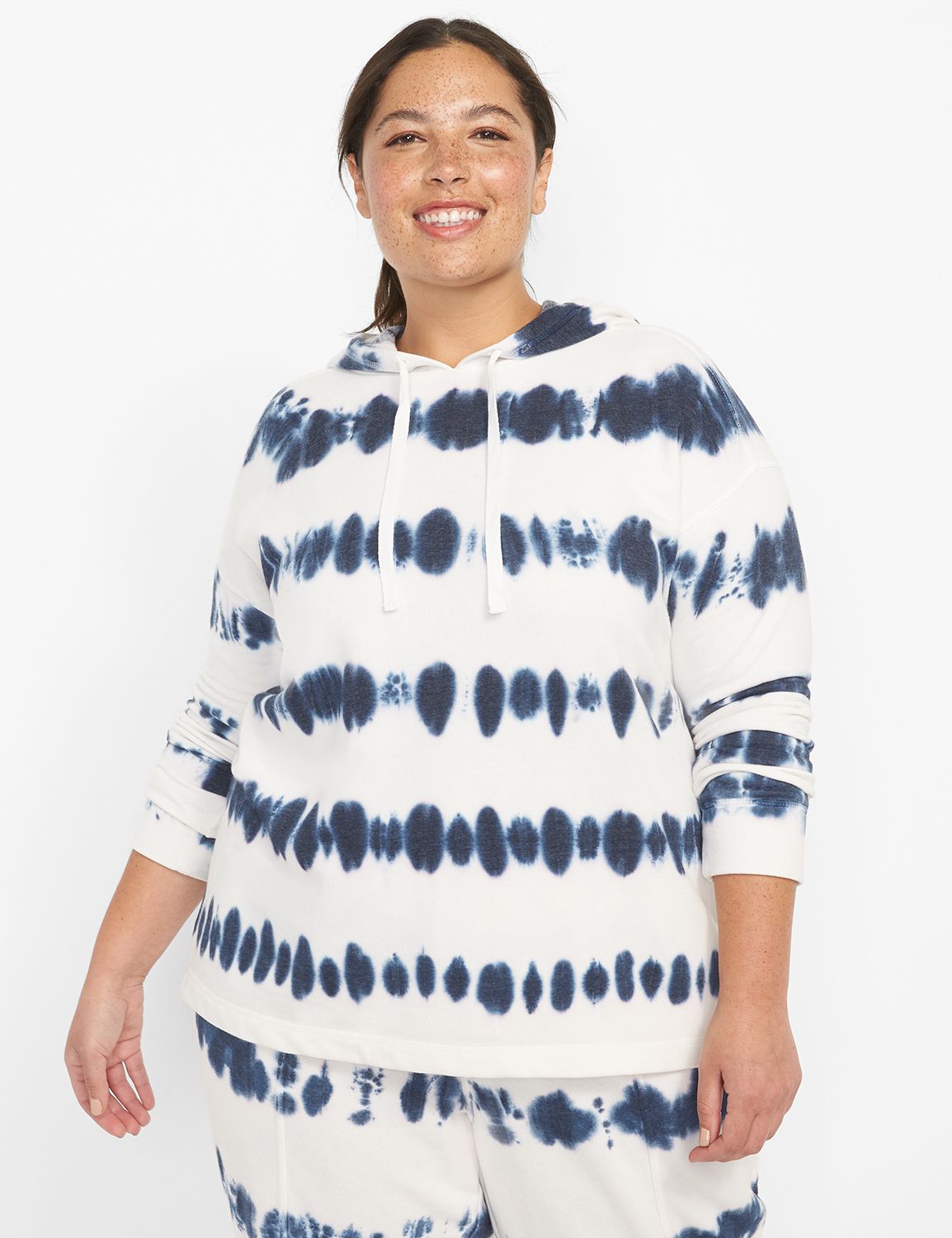 Long Sleeve French Terry Dye Effect Hoodie S 1124627:Ivory Rose CSI 1200318:18/20 Product Image 1