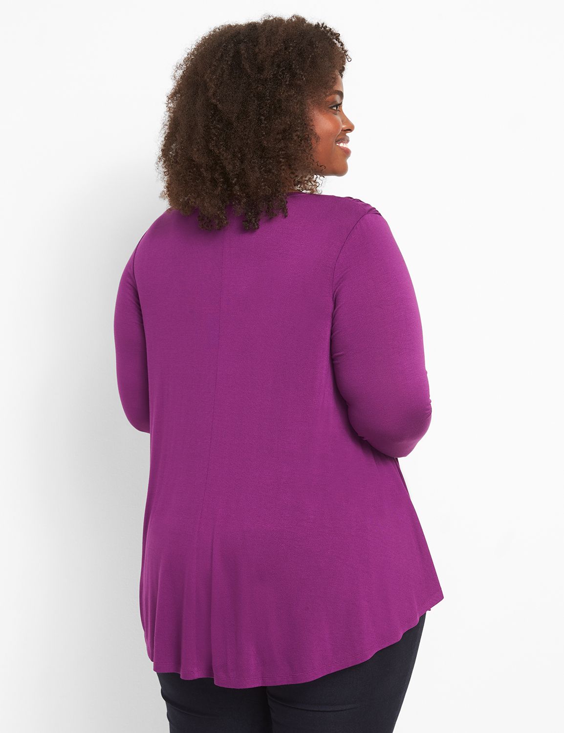 Long sleeve mesh yoke single layer tunic