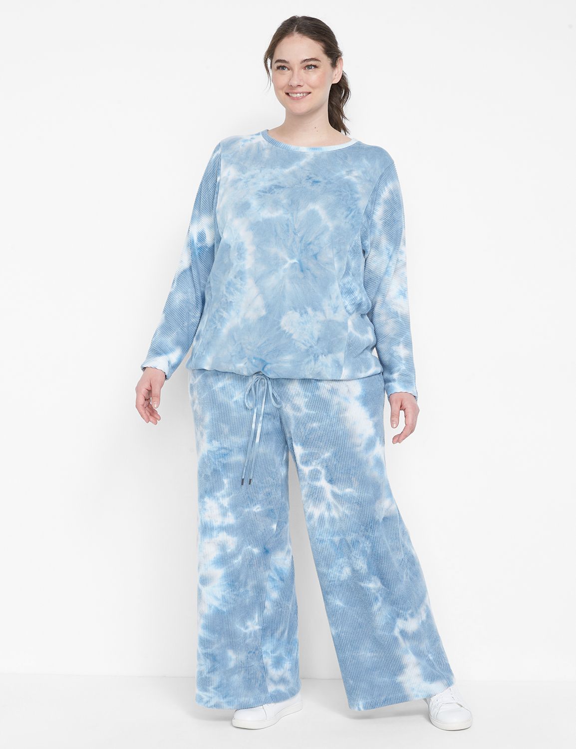 LIVI Mid Rise Hacci Full Length Wide Leg S 1123859:PANTONE Wan Blue:34/36 Product Image 3