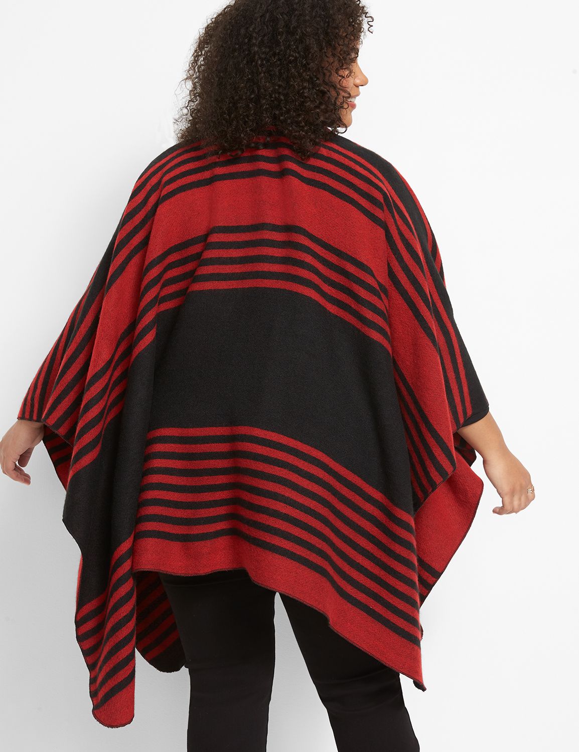 STRIPE PONCHO:PANTONE Haute Red:ONESZ Product Image 2