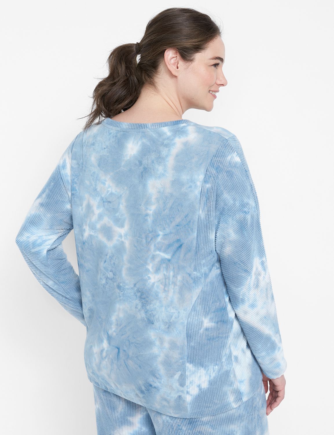 Long Sleeve Crew Neckline Tie Hem Pullover S 1123856:PANTONE Wan Blue:26/28 Product Image 2
