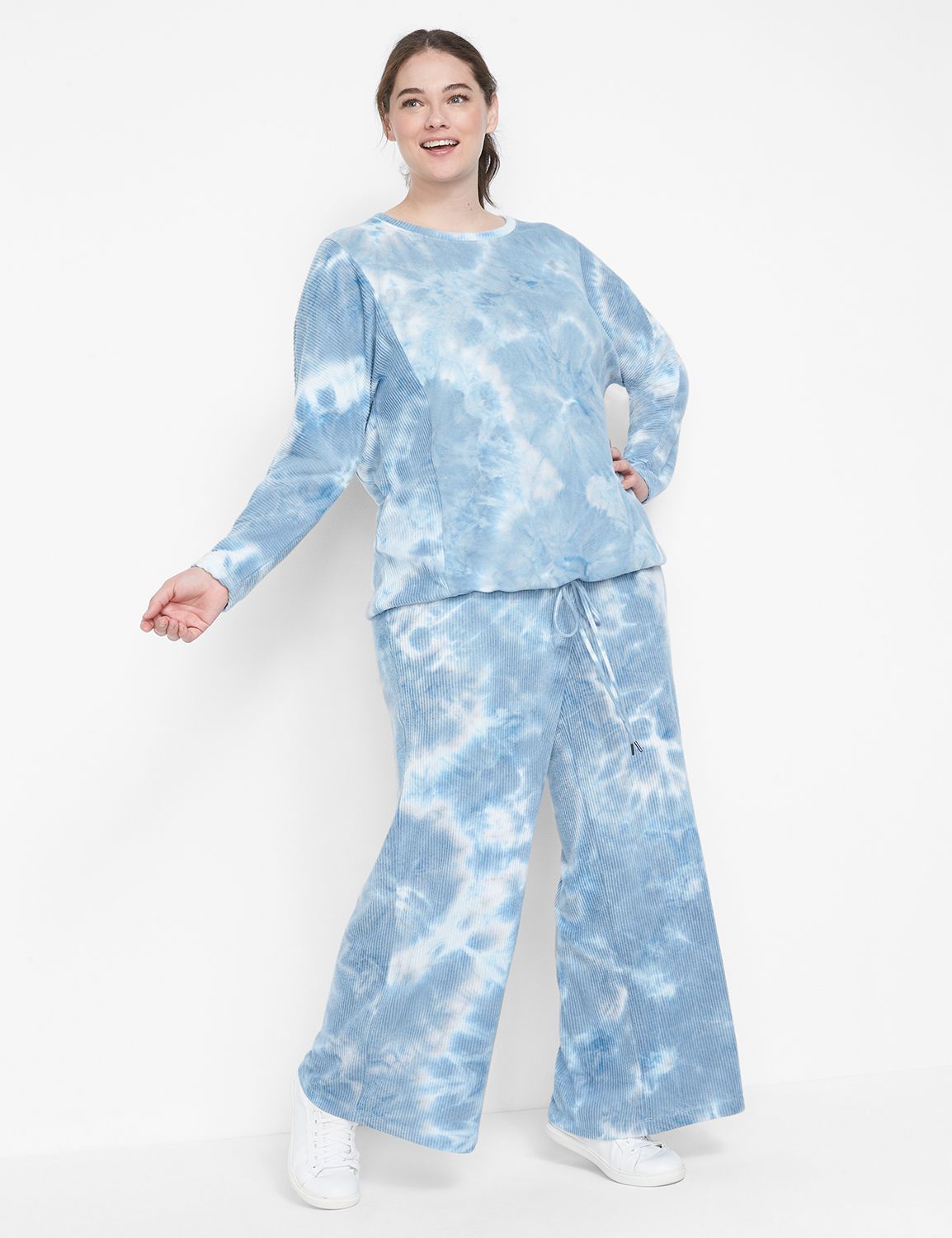 Long Sleeve Crew Neckline Tie Hem Pullover S 1123856:PANTONE Wan Blue:26/28 Product Image 3