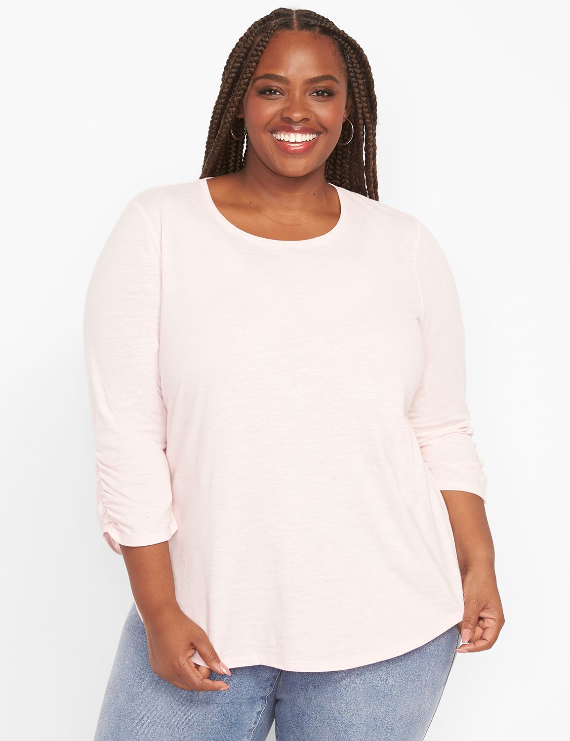 Slogan And Gingham Curved Hem Tee