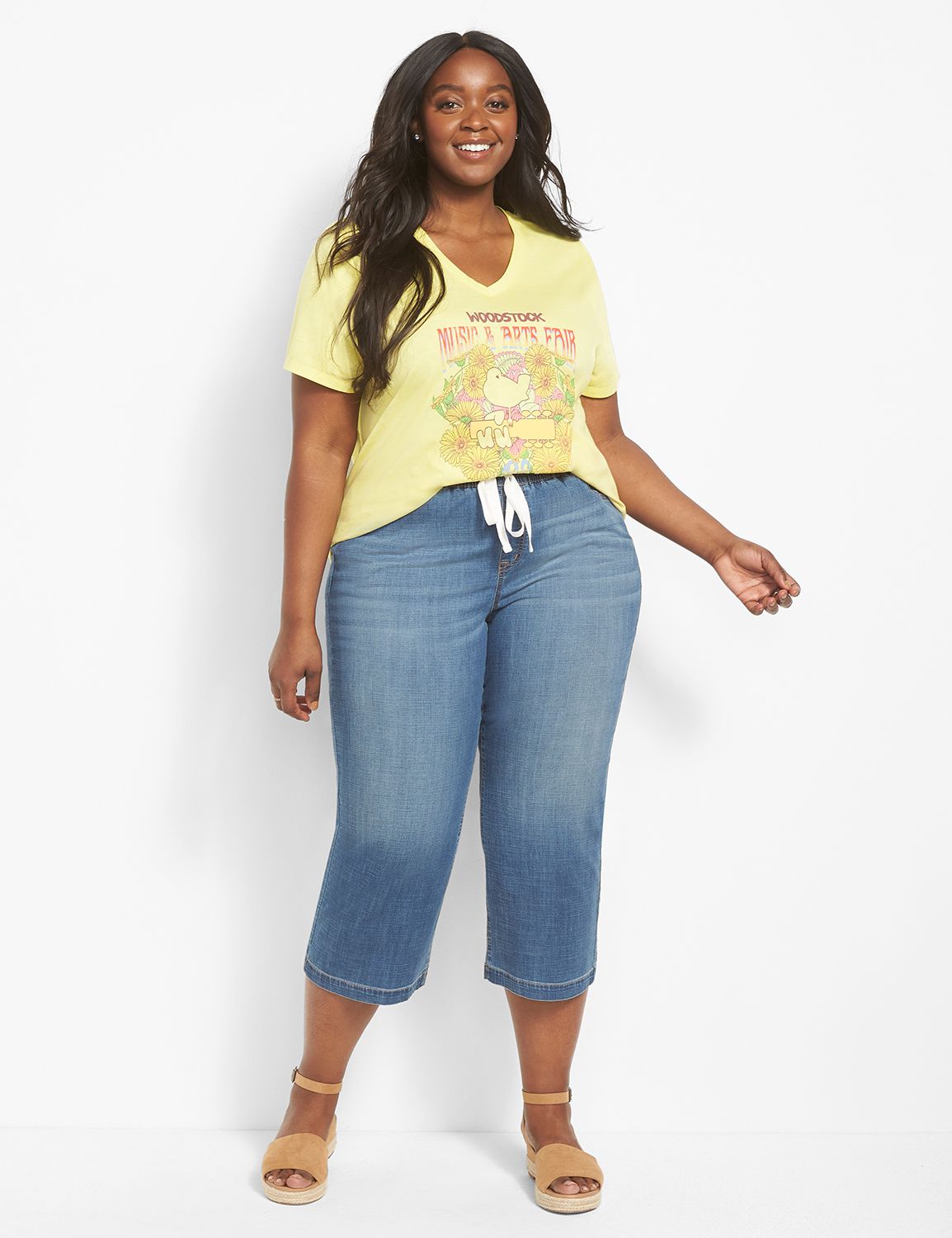 Pull On Wide Leg Capri Jean