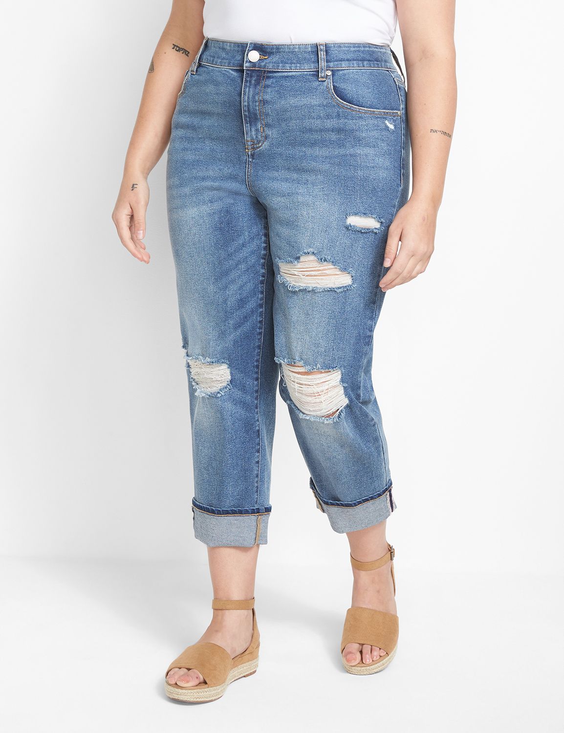 Signature Fit High-Rise Straight Crop Jean - Distressed Dark Wash