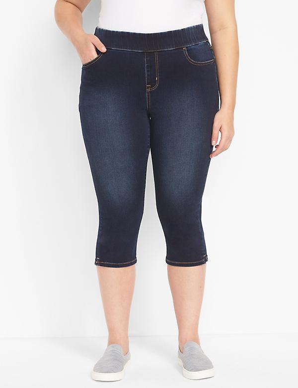 Pull-On High-Rise Pedal Jegging - Dark Wash