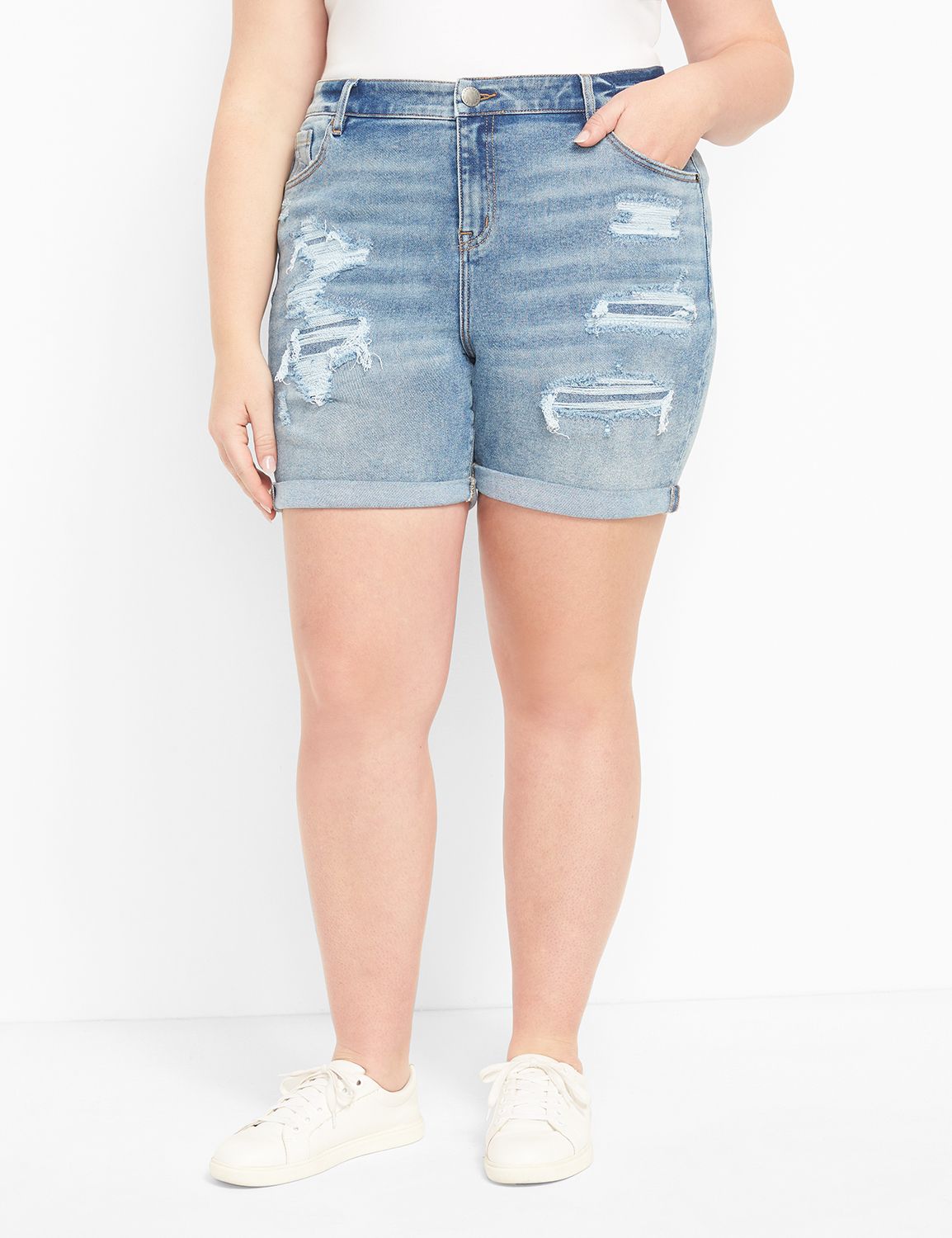 SIGNATURE FIT DENIM BOYFRIEND MIDI Product Image 1
