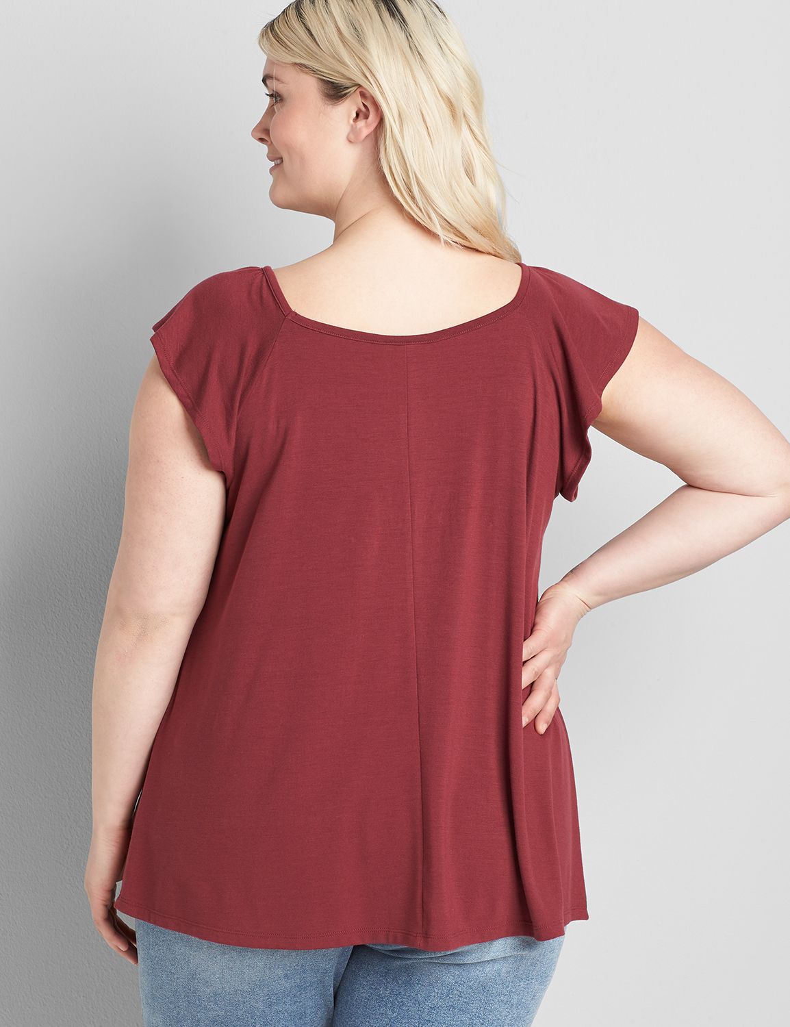 Flutter-Sleeve Square-Neck Subtle Swing Tee Product Image 2