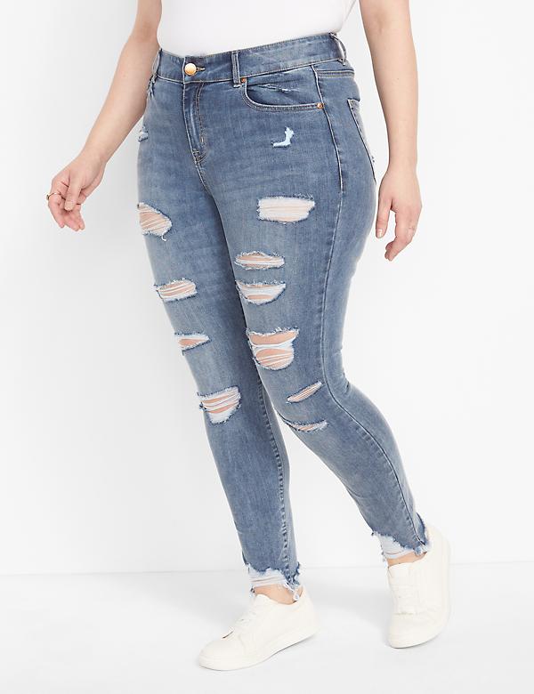 Curvy Fit High-Rise Skinny Jean - Destructed Medium Wash