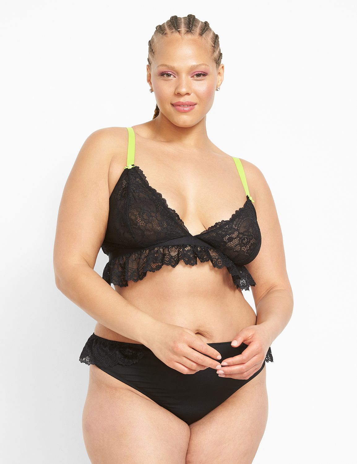 Lace Unlined Front-Close No-Wire Triangle Bra