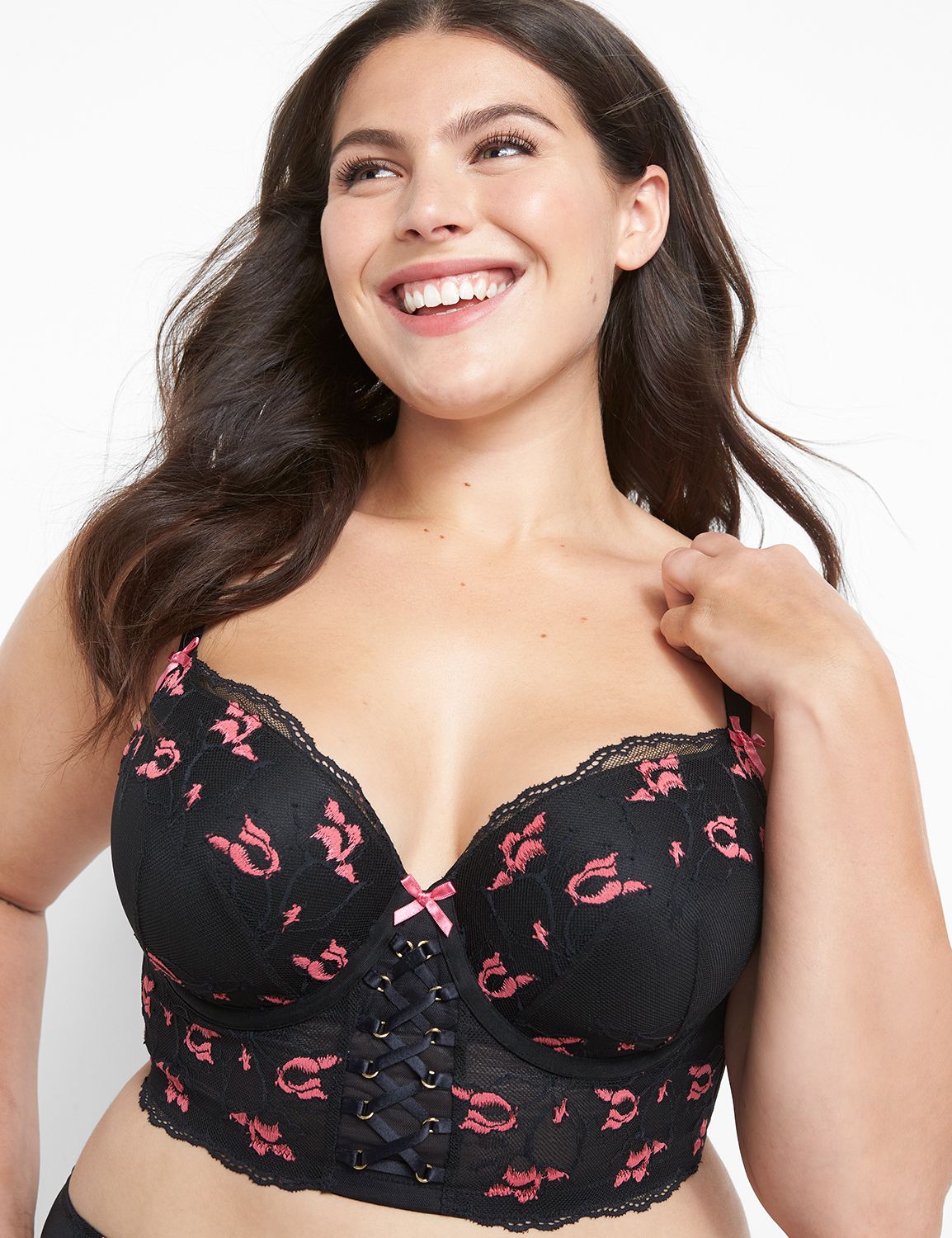 Cacique Lightly Lined Wireless Black Floral Bra 44C Size undefined
