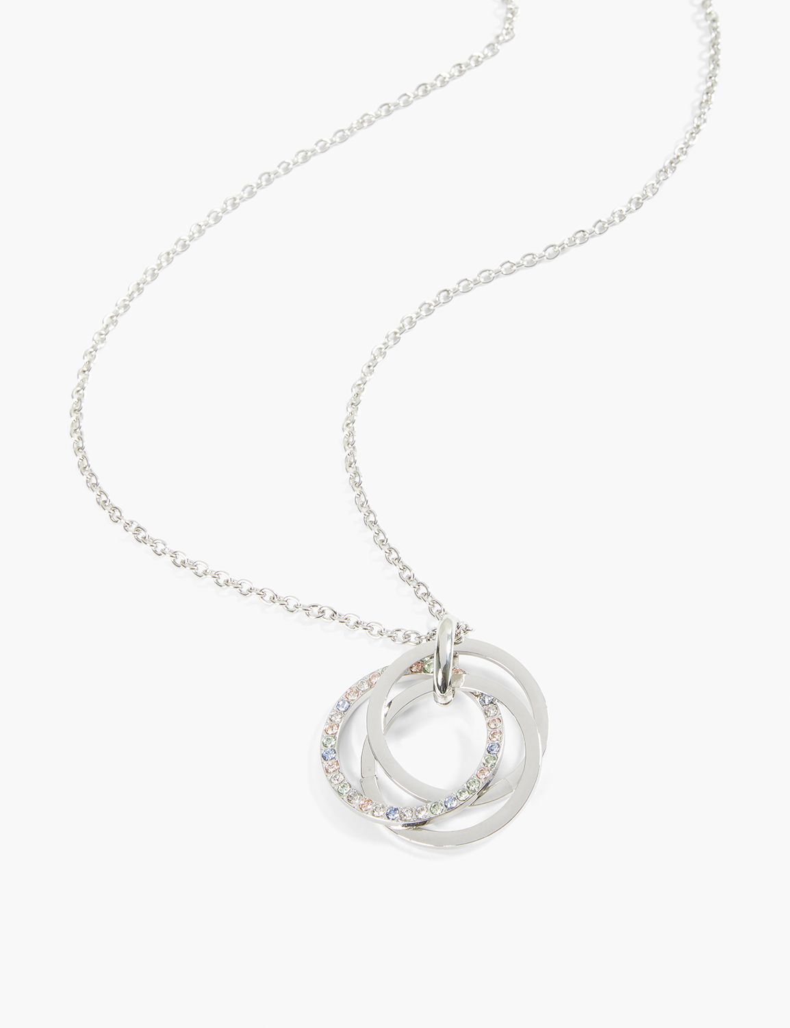 PAVE INTERLOCK LARGE PENDANT NECKLACE:Multi:ONESZ Product Image 1