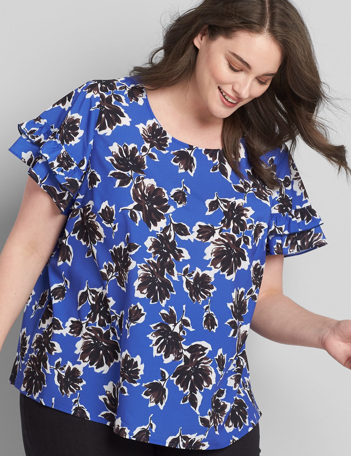 Fagan Flutter Sleeve Top- Blue/Yellow