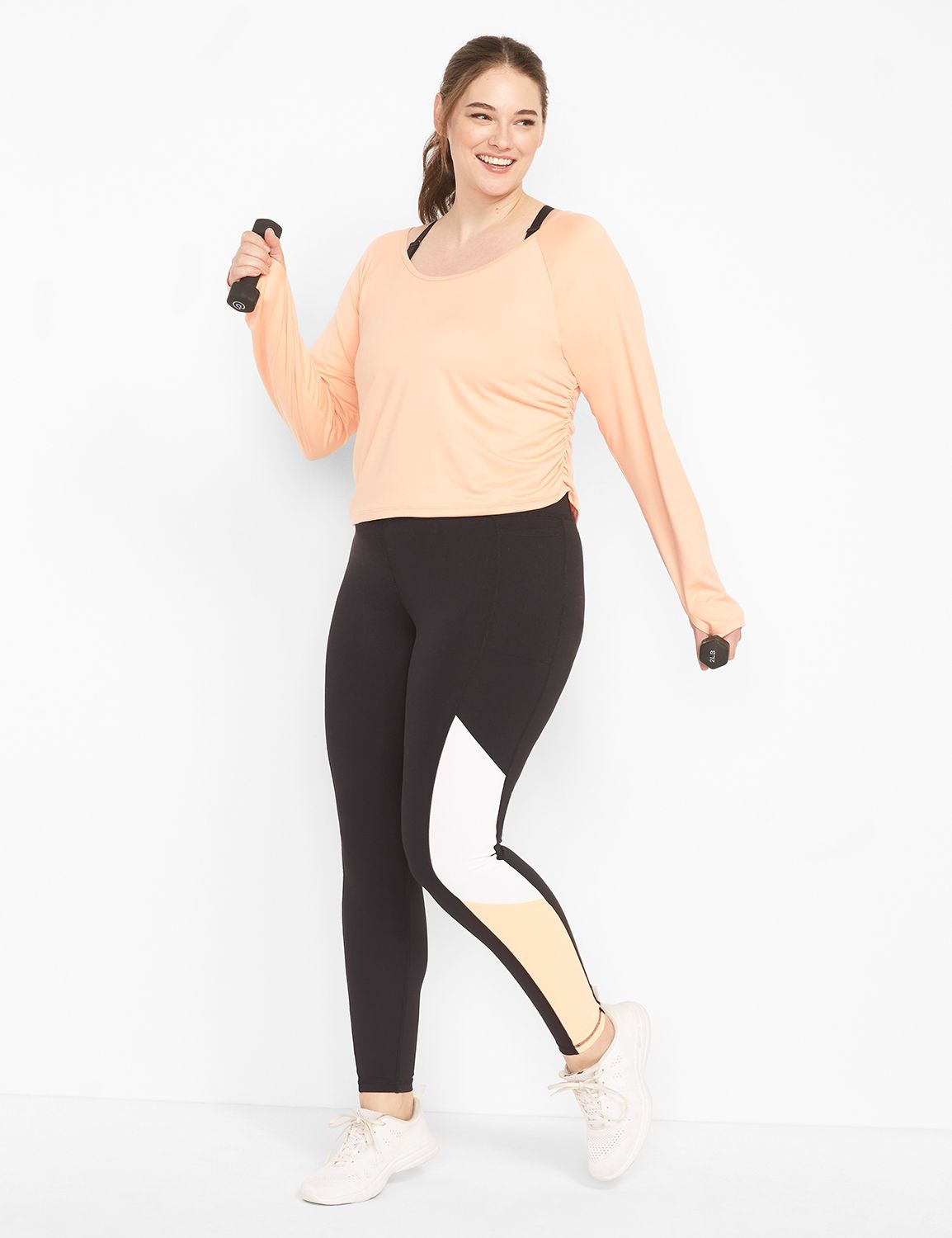 LIVI High Rise Wicking 7/8 Legging Colorblock S 1124211:Poppy Coral CSI LB0204314:22/24 Product Image 3