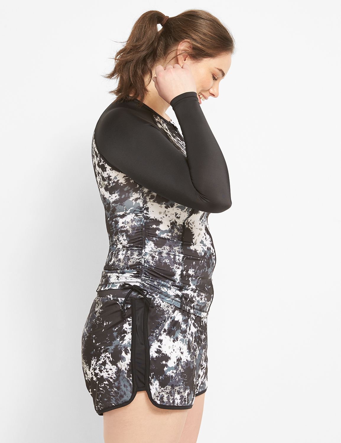 LIVI Swim LongSleeve Zip Rash Guard LaneBryant