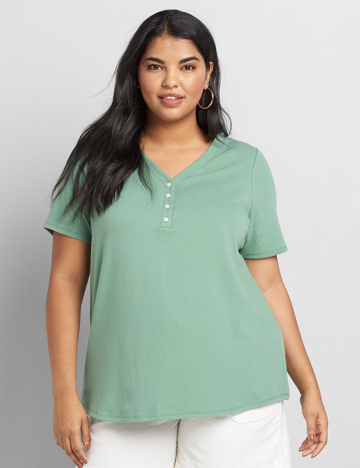 Short Sleeve Henley V Neck Tee 1119710 Copy of 1119106Lush Palm 81