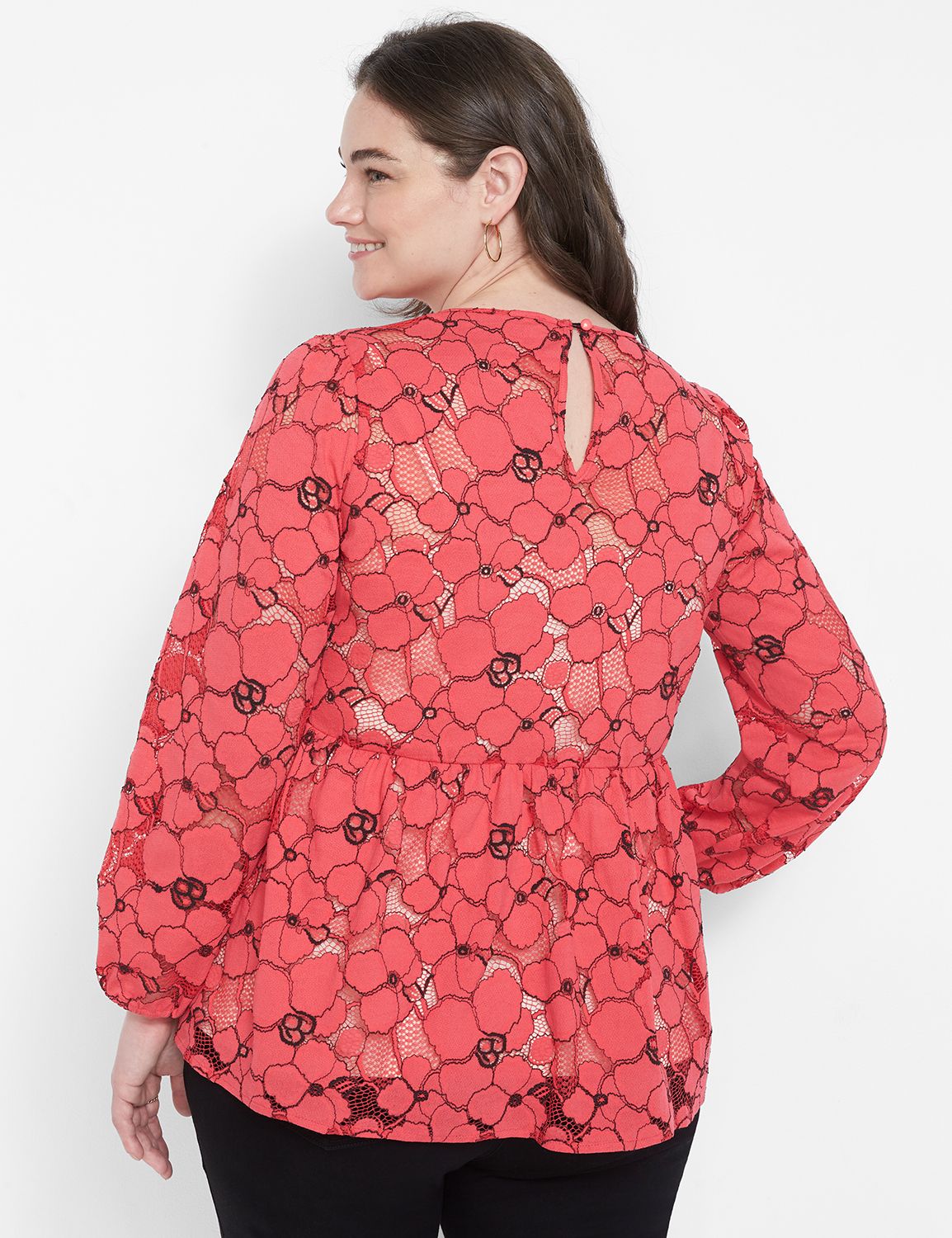 Long Sleeve Crew Neck Lace Baby Dol Product Image 2