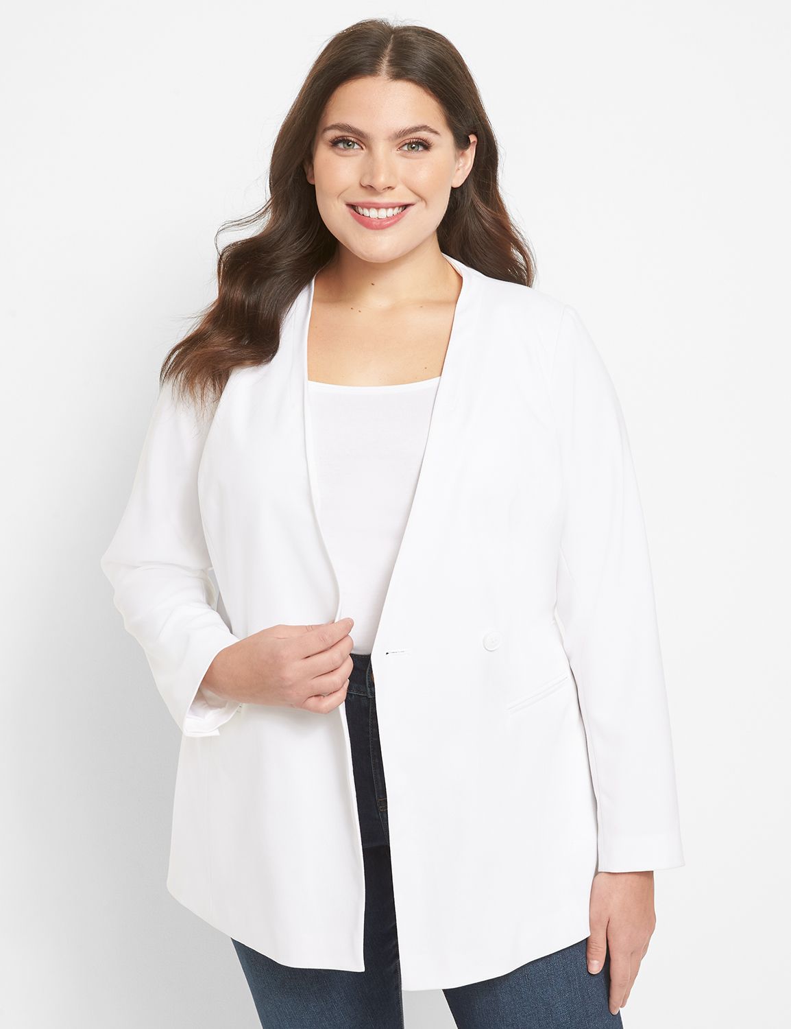 Perfect Drape Collarless Belted Blazer