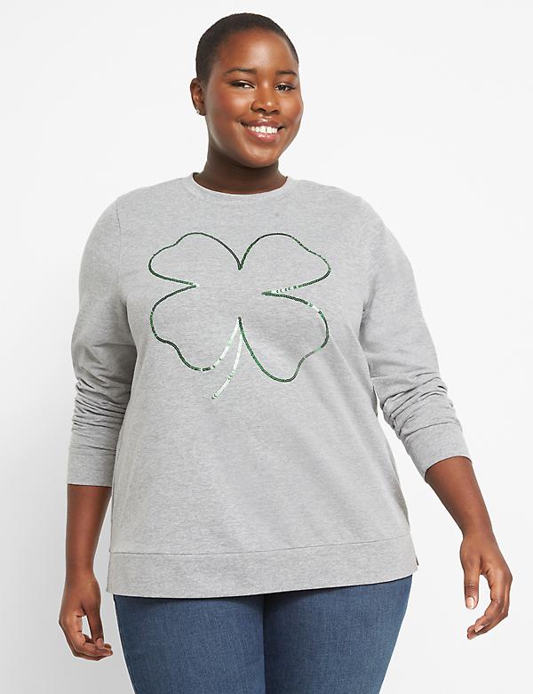 Sequin Shamrock Graphic Sweatshirt