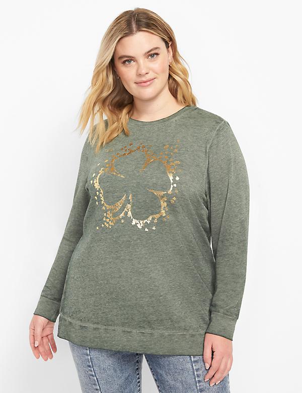 Gold Foil Shamrock Graphic Sweatshirt