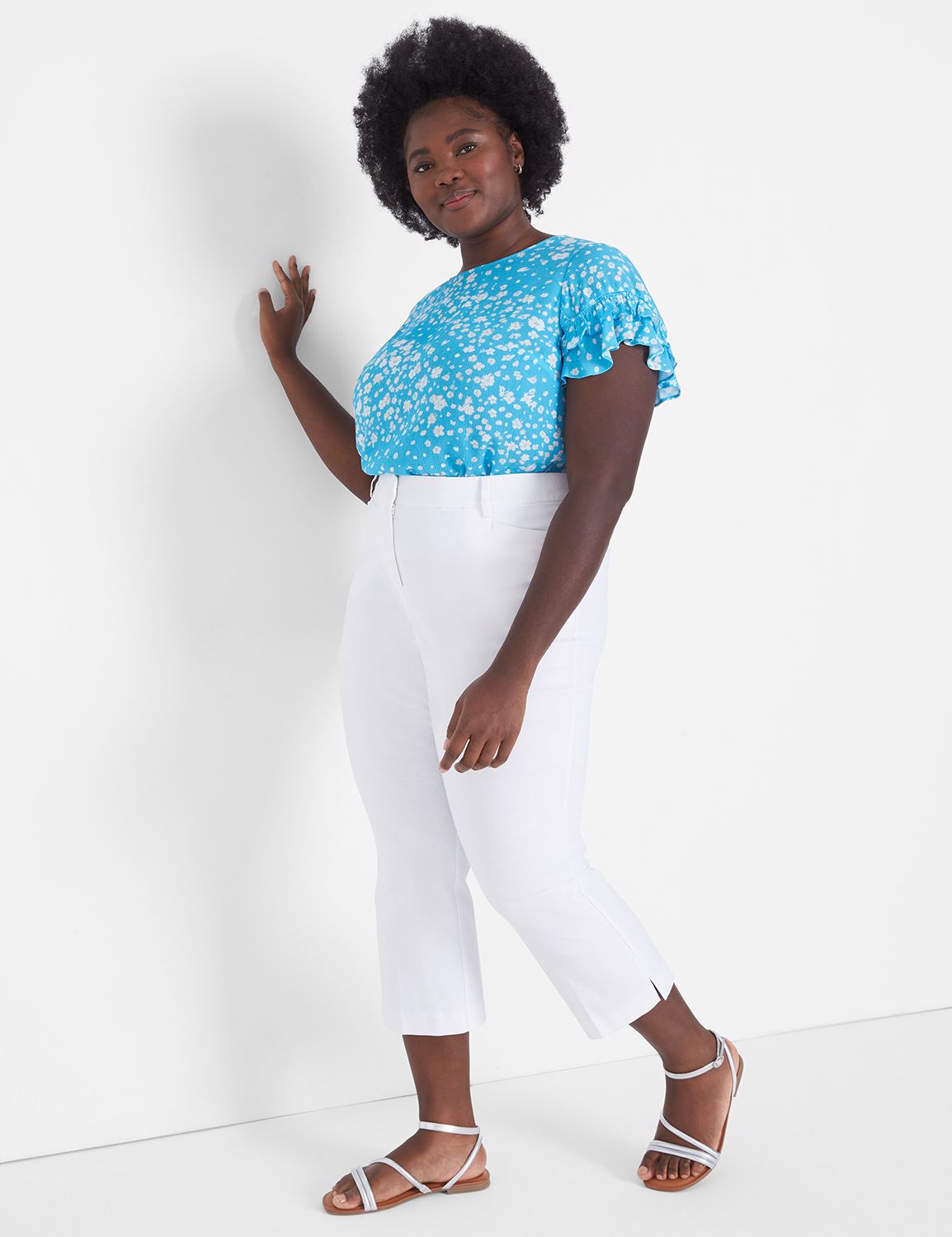 Short Sleeve Flutter Crew Neck Crin Product Image 3