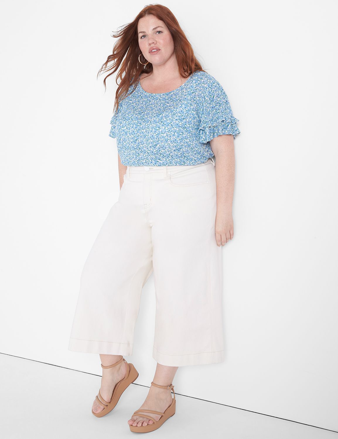 Short Sleeve Flutter Crew Neck Crin Product Image 1