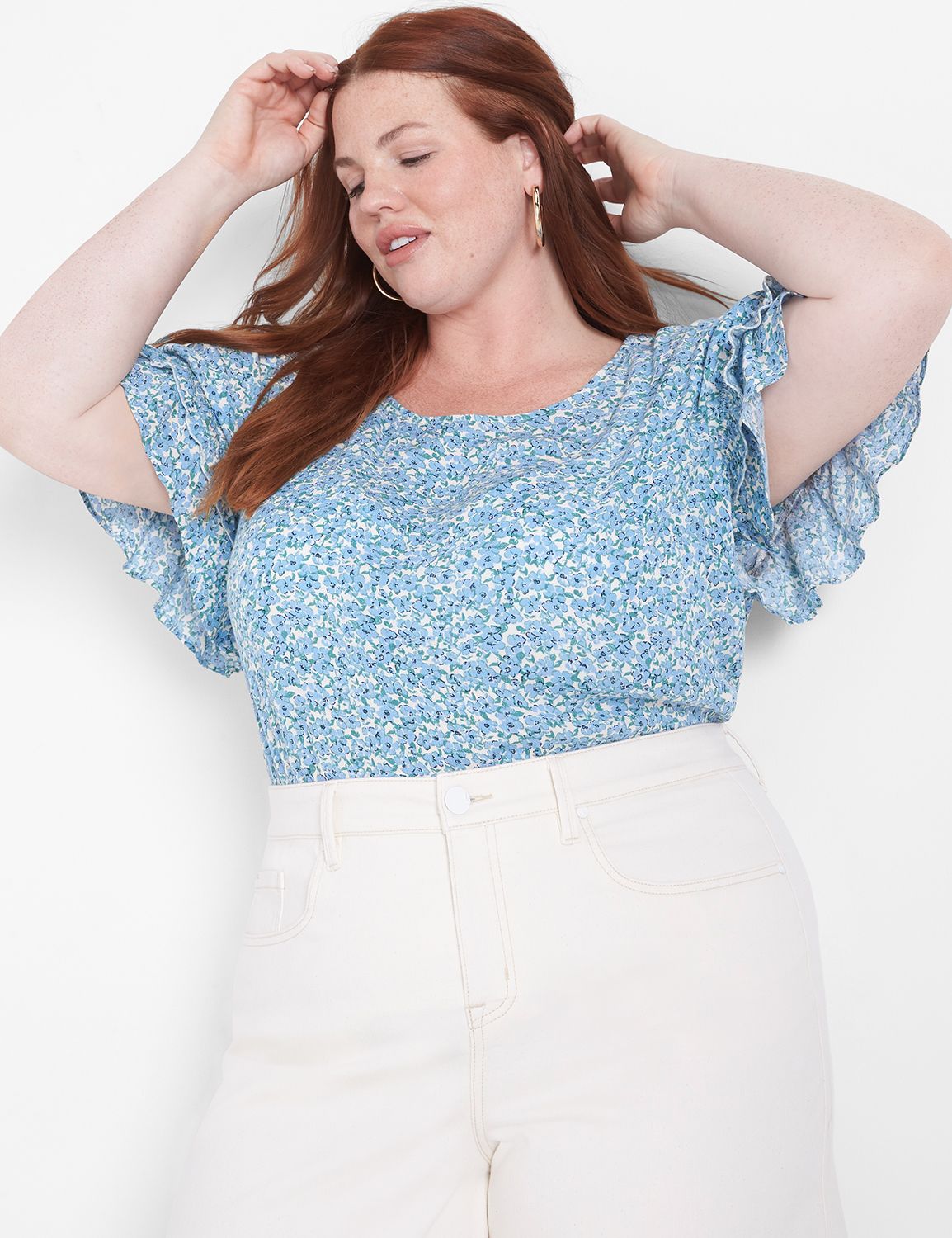 Short Sleeve Flutter Crew Neck Crin Product Image 3
