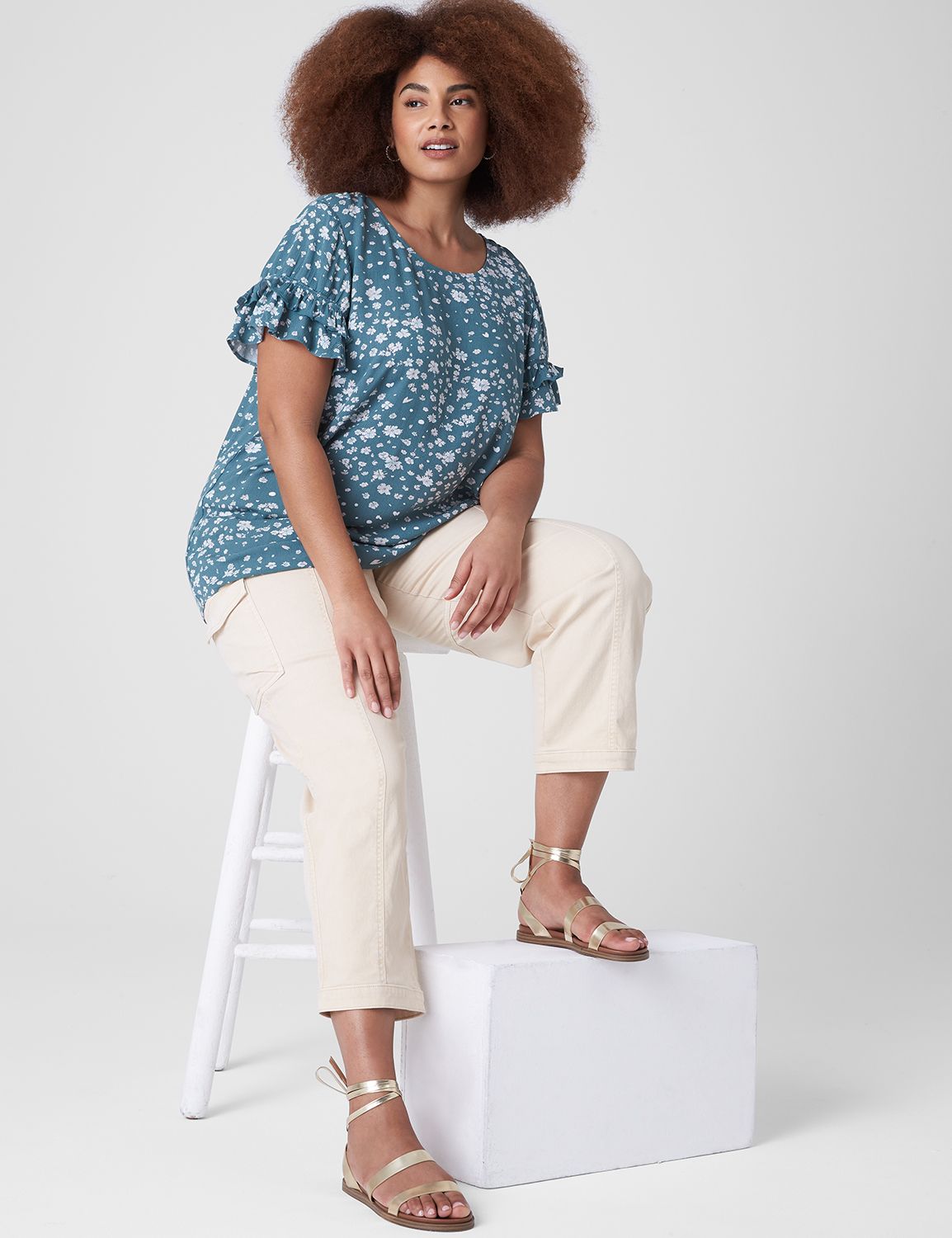 Short Sleeve Flutter Crew Neck Crin Product Image 1