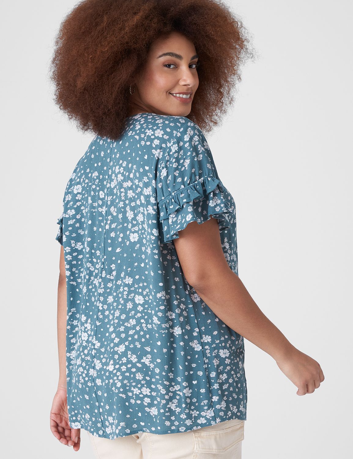 Short Sleeve Flutter Crew Neck Crin Product Image 2