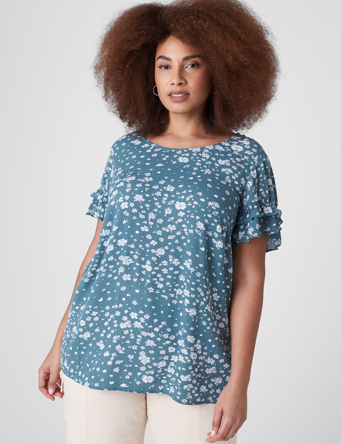 Short Sleeve Flutter Crew Neck Crin Product Image 3