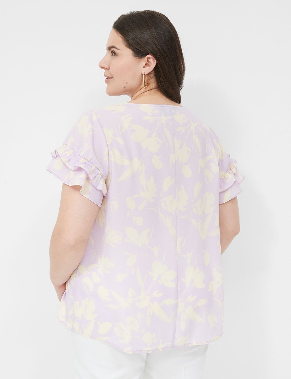 Short Sleeve Flutter Crew Neck Top Product Image 2