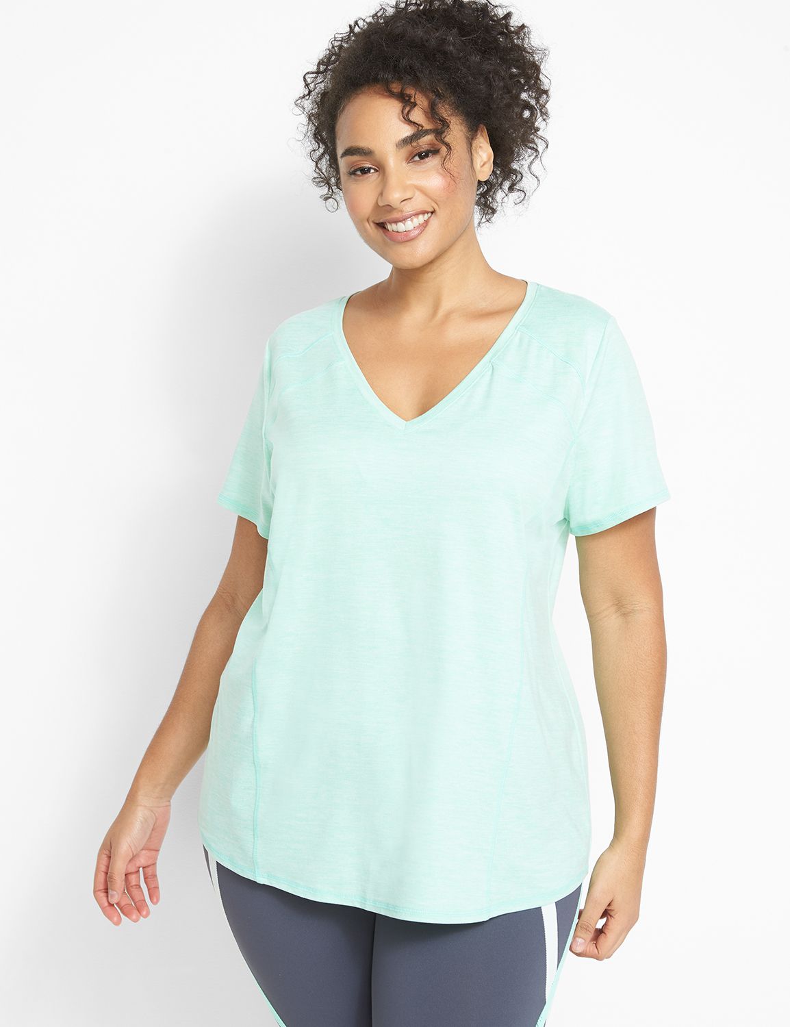 Short Sleeve High V-Neck Cationic P Product Image 1