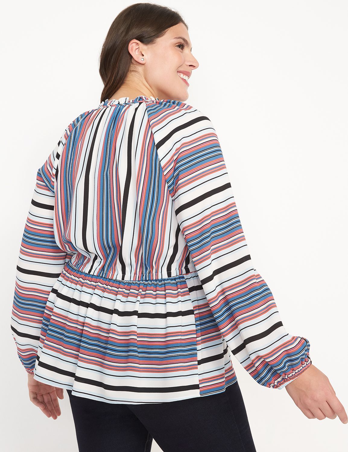 Grey Cotton Muslin Split Neck Button-Down Top