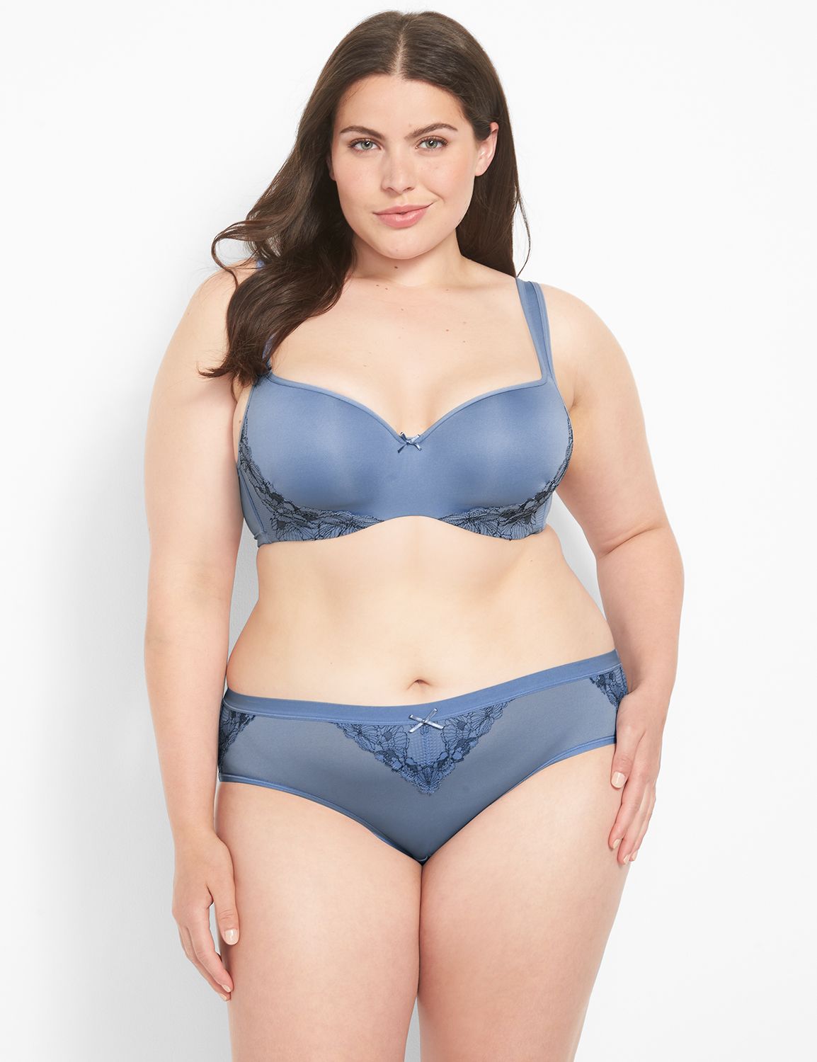 Lightly Lined Balconette Bra with Lace, LaneBryant