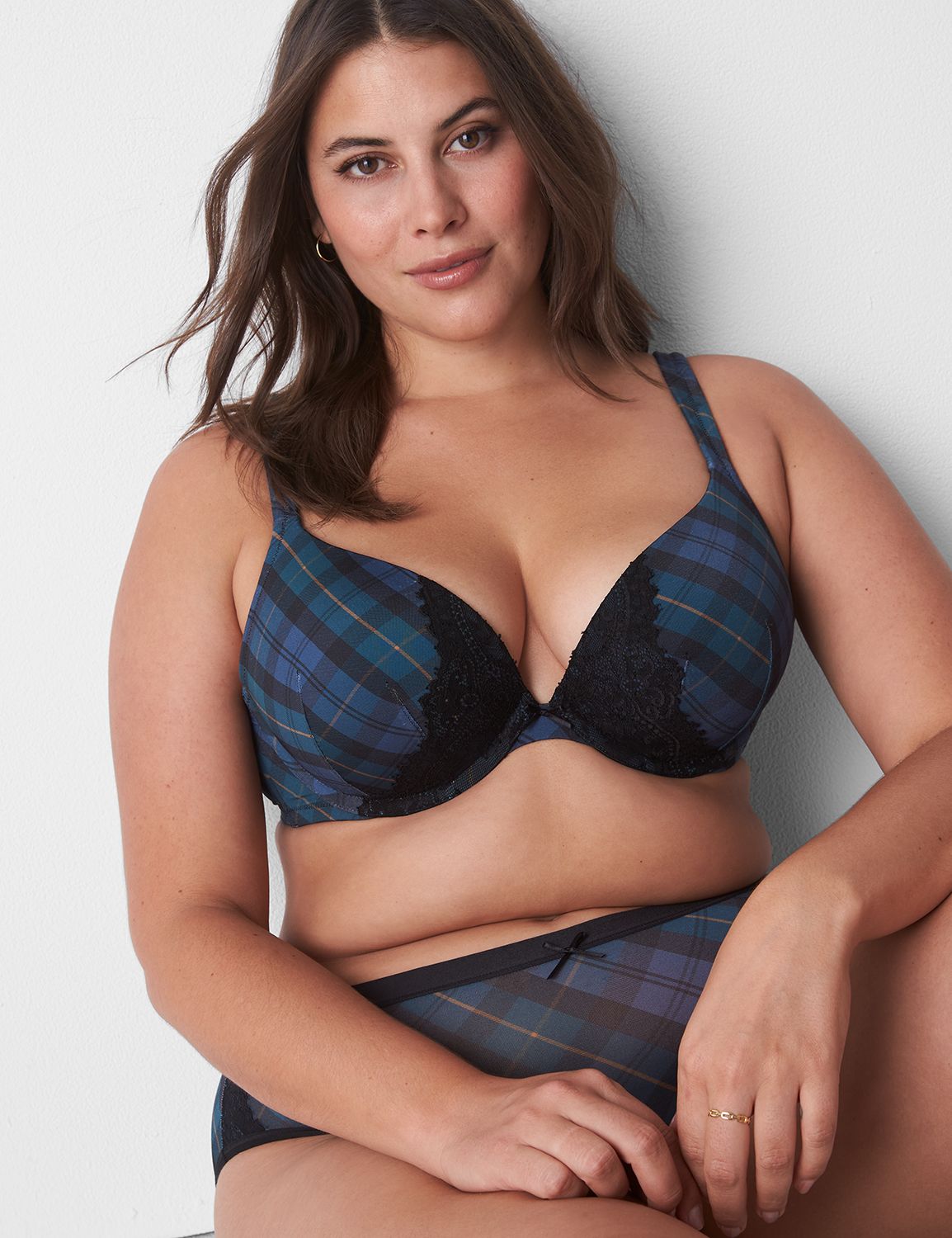 Smooth Boost Plunge Lace Trim 11298 LaneBryant