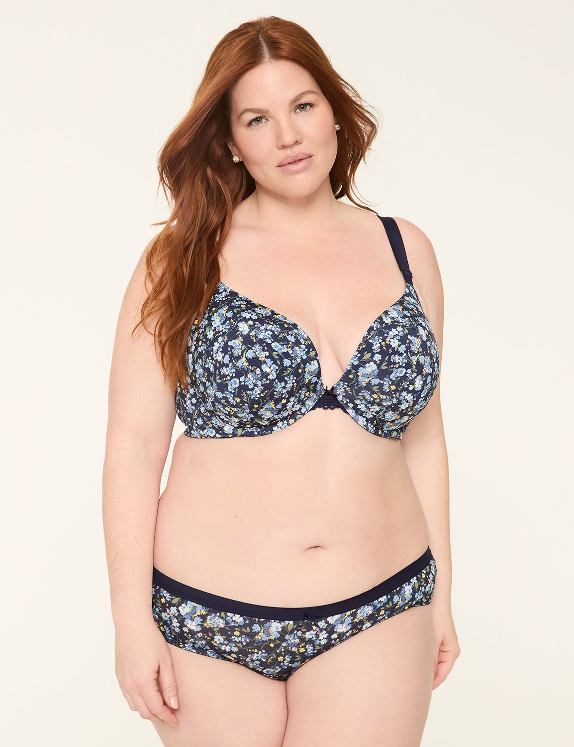 ブラジャー ^ ^ Women's Modern Cotton Lace AF Plunge Bra QF79 Seductive Comfort Lace Demi Lift Multiway Bra