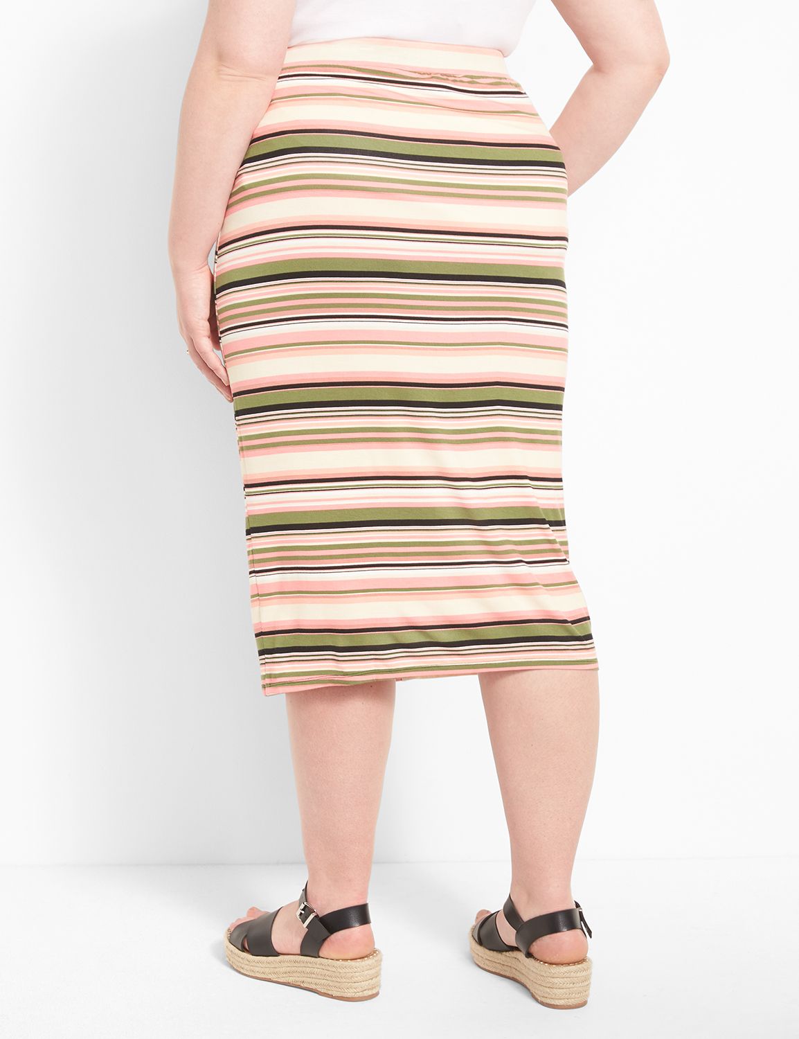 Ribbed Decorative Button Front Split Skirt main image 0